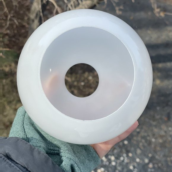 Pair of Vintage White Glass Mid-Century Modern Lamp Shades Round Modernist - Picture 14 of 14